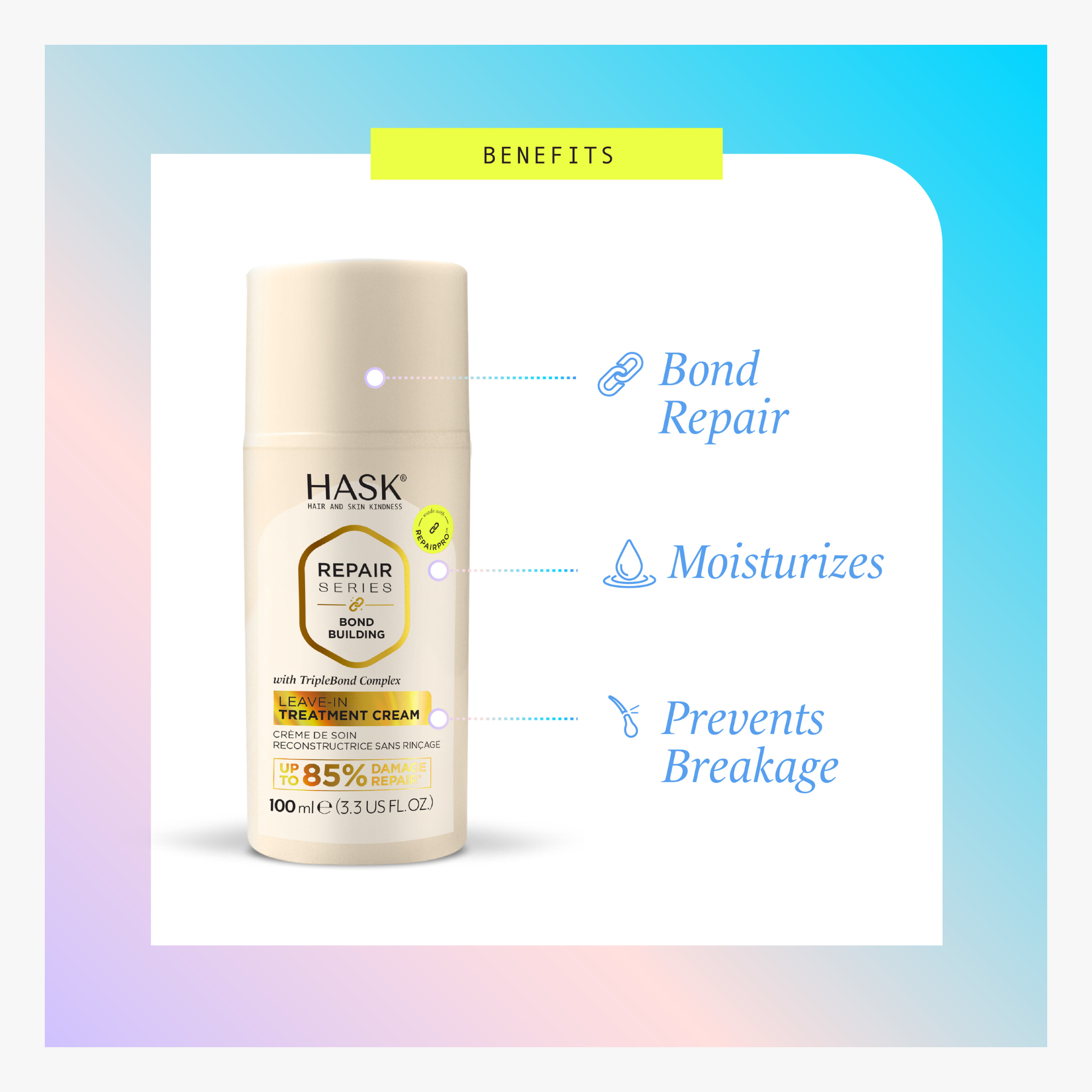 Hask Repair Series Bond Building Leave-In Treatment Cream 100ml