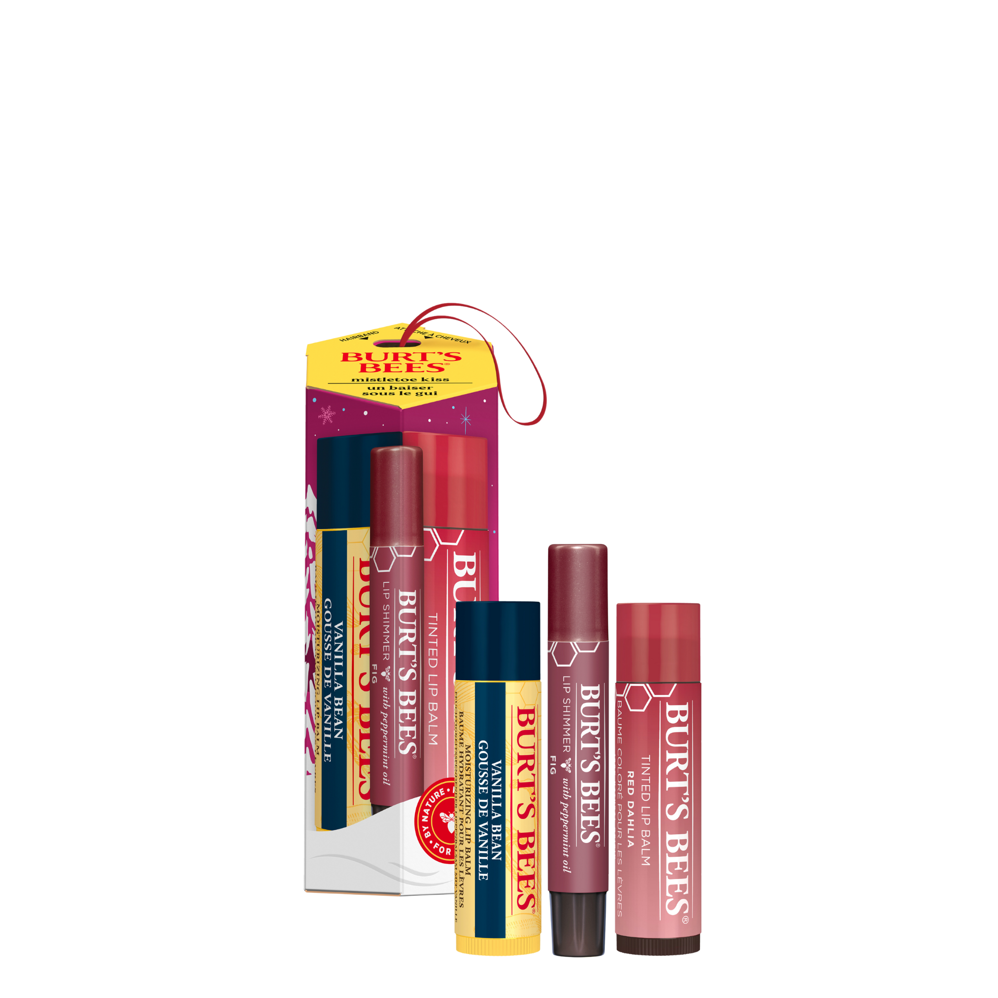 Burt's Bees Mistletoe Kiss Red Lip Balm 3 Pack