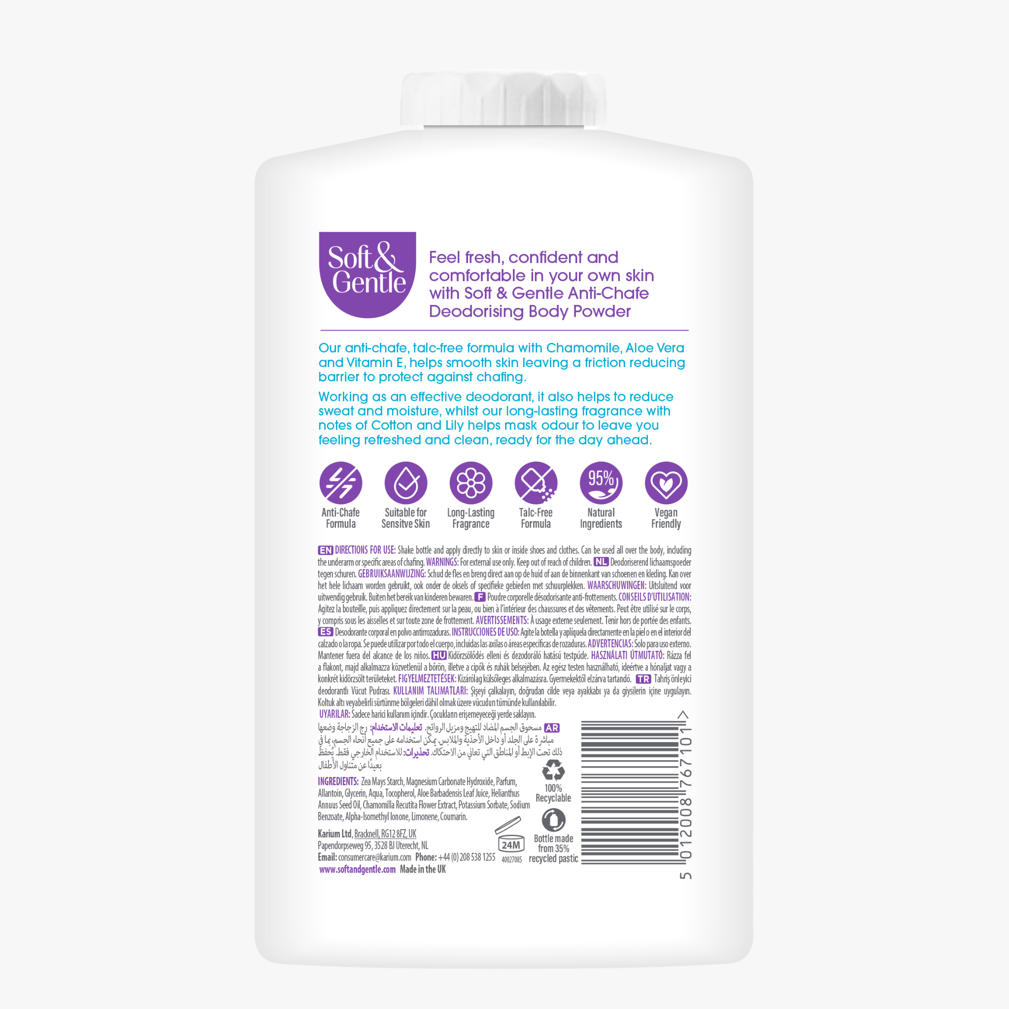 Soft & Gentle Anti-Chafe Deodorising Body Powder 250g