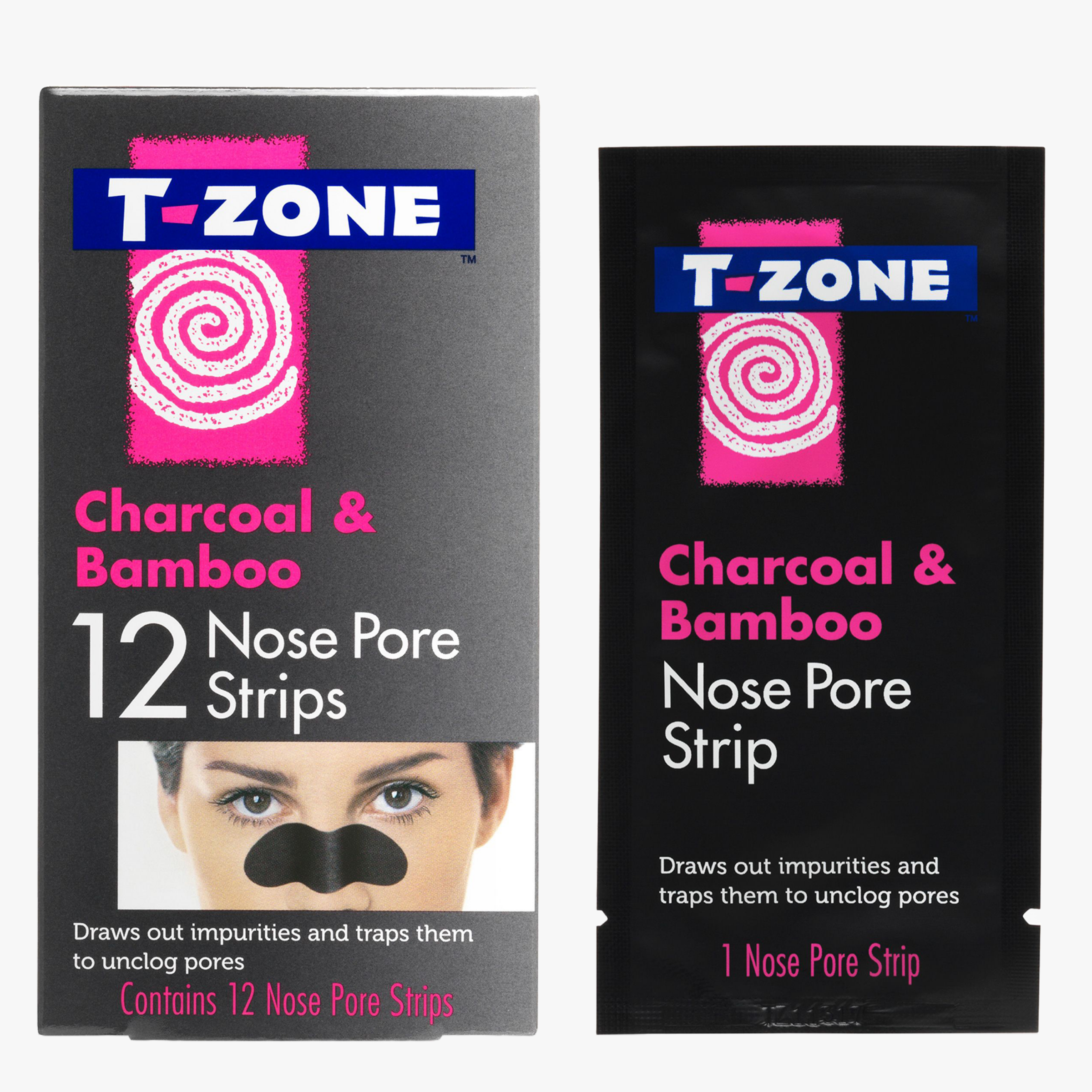 T-Zone Charcoal & Bamboo Nose Pore Strips 12 Pack