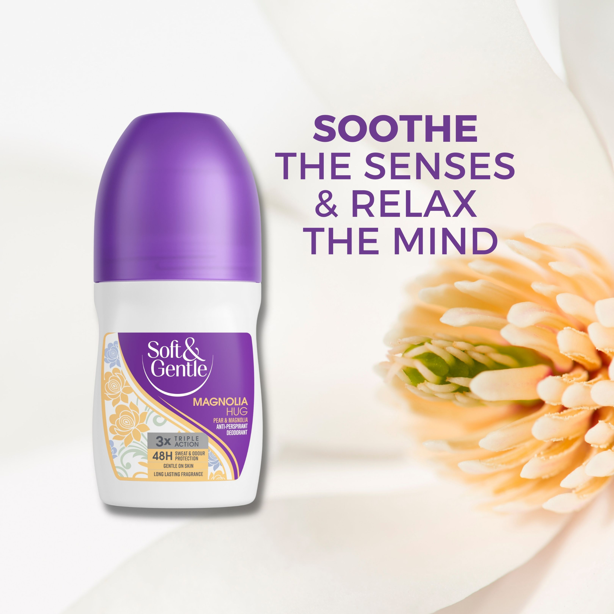 Soft & Gentle Anti-Perspirant Roll-On Magnolia Hug 50ml