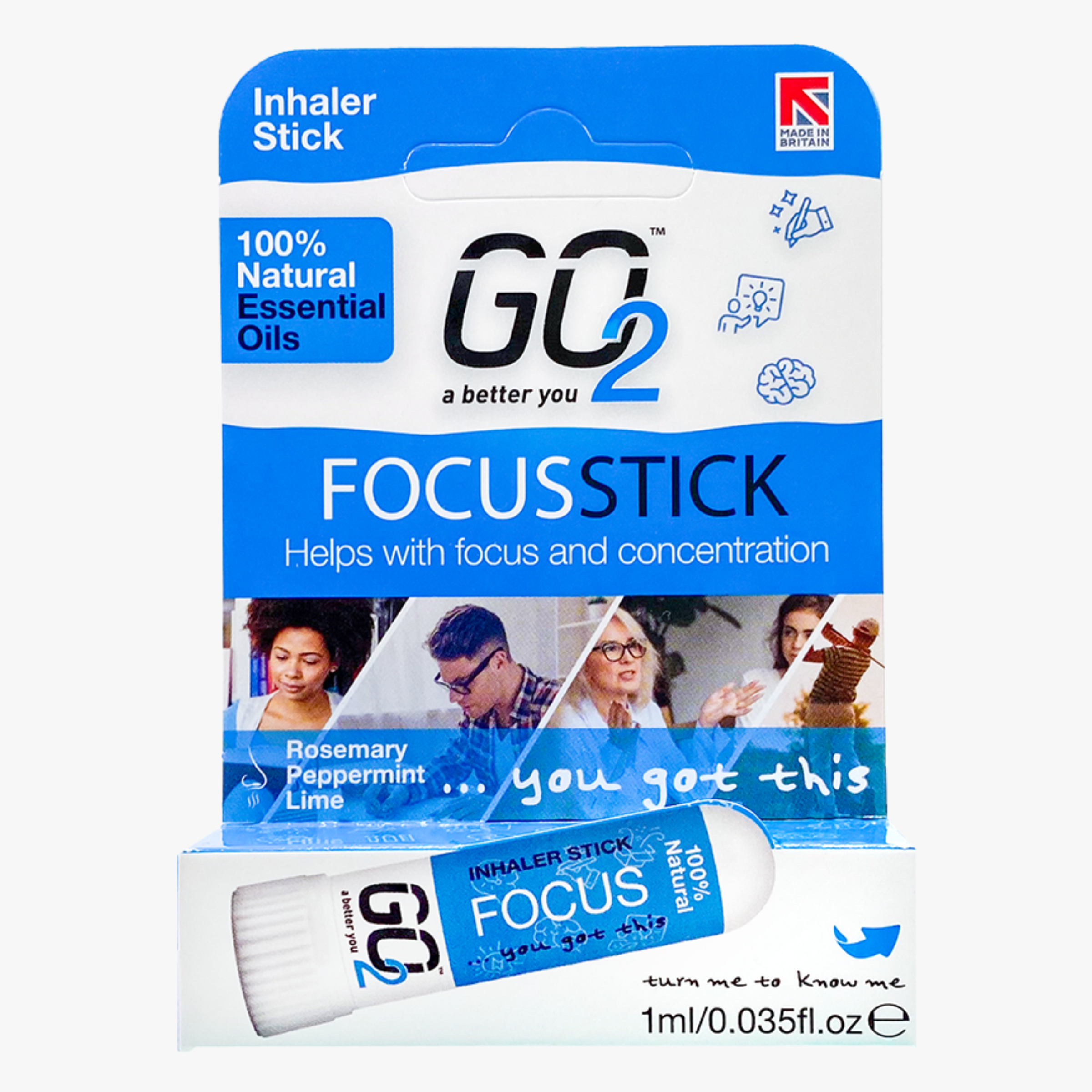 GO2 Essential Oil Focus Inhaler Stick 1ml – Beauty Garage NZ