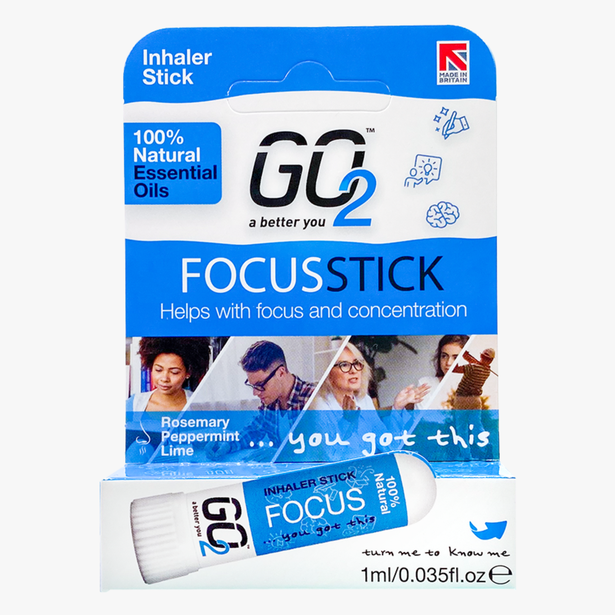 GO2 Essential Oil Focus Inhaler Stick 1ml