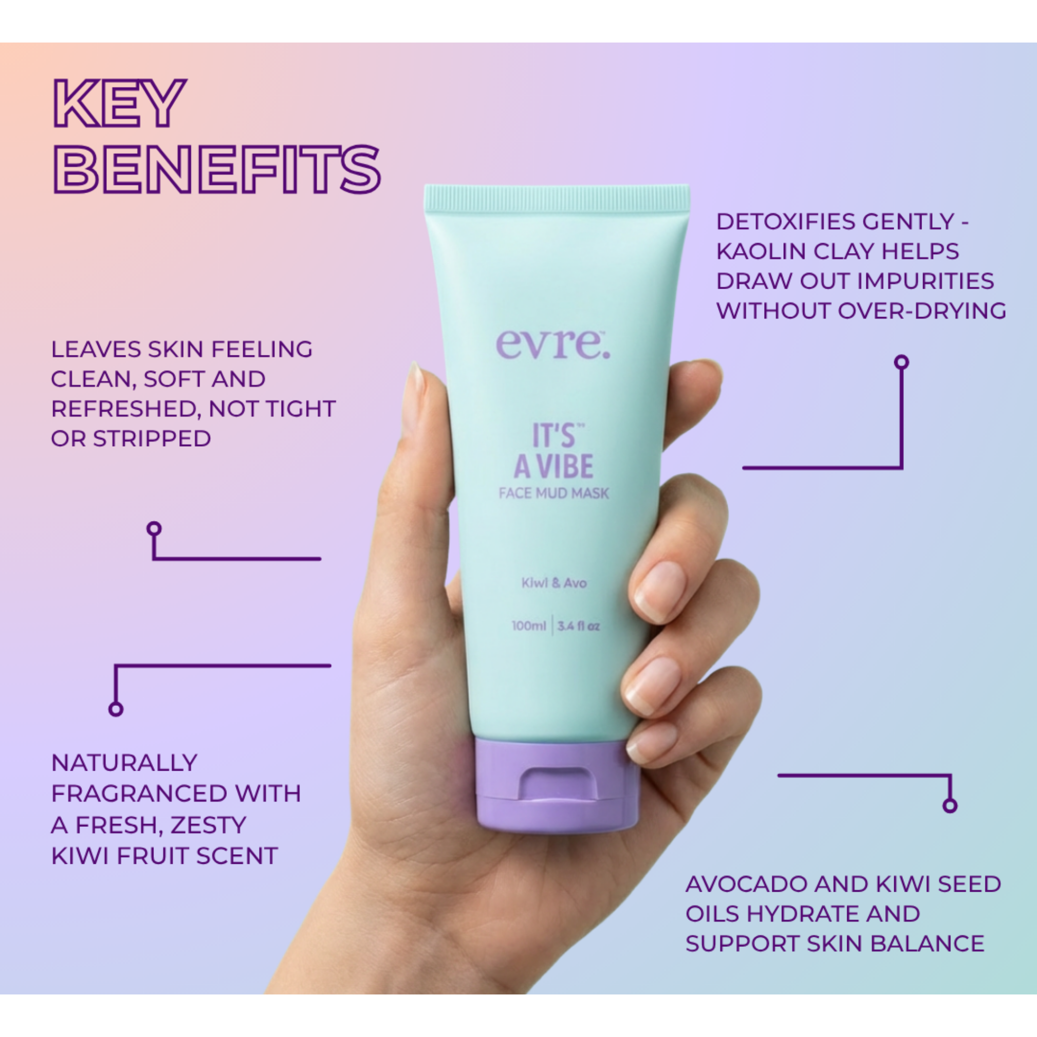 Evre It's A Vibe Kiwi & Avo Face Mud Mask 100ml