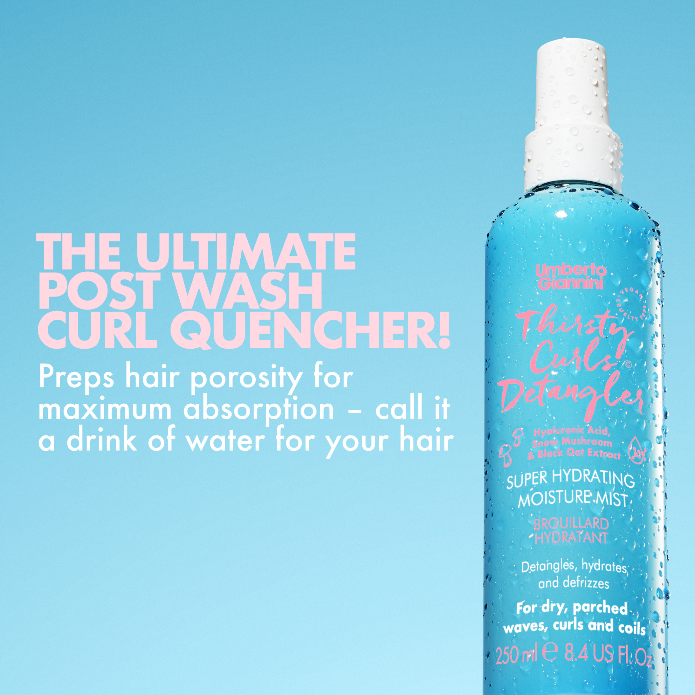 Umberto Giannini Thirsty Curls Detangler Super Hydrating Moisture Mist 250ml