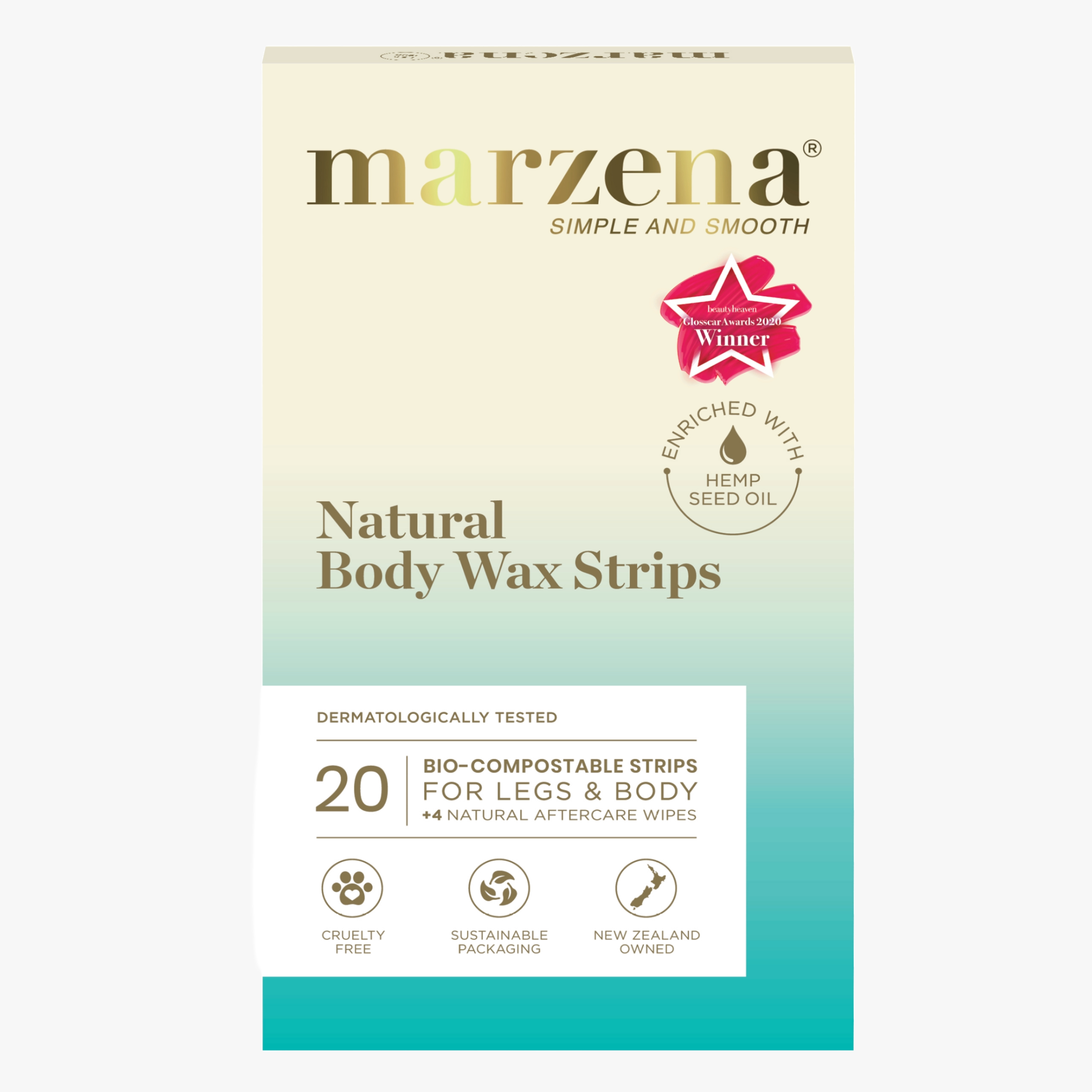 Marzena Natural Body Wax Strips with Hemp Oil