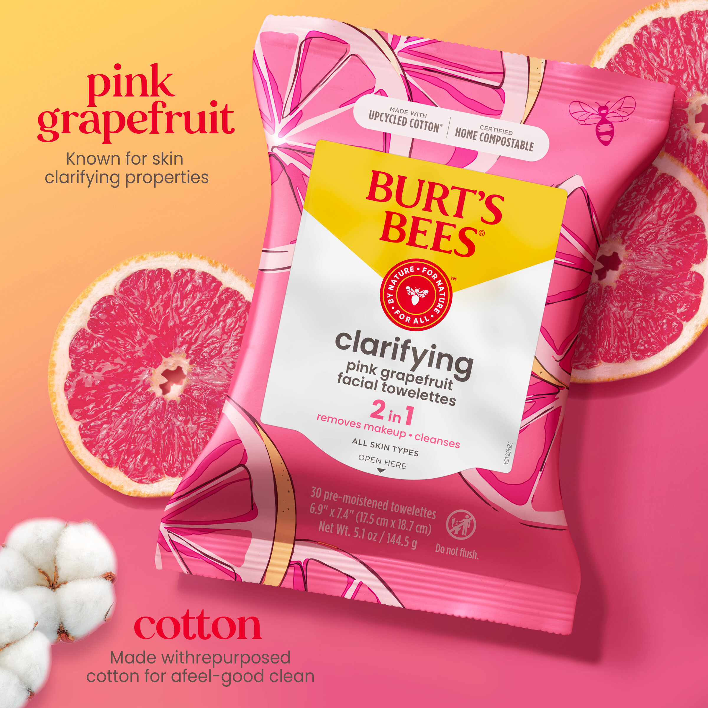 Burt's Bees Pink Grapefruit Facial Cleansing Towelettes