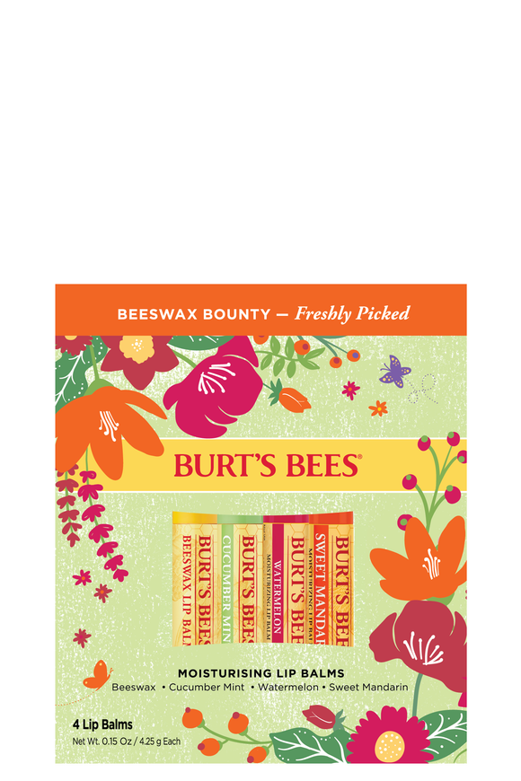 Burt's Bees Beeswax Bounty Lip Balm 4pk Freshly Picked