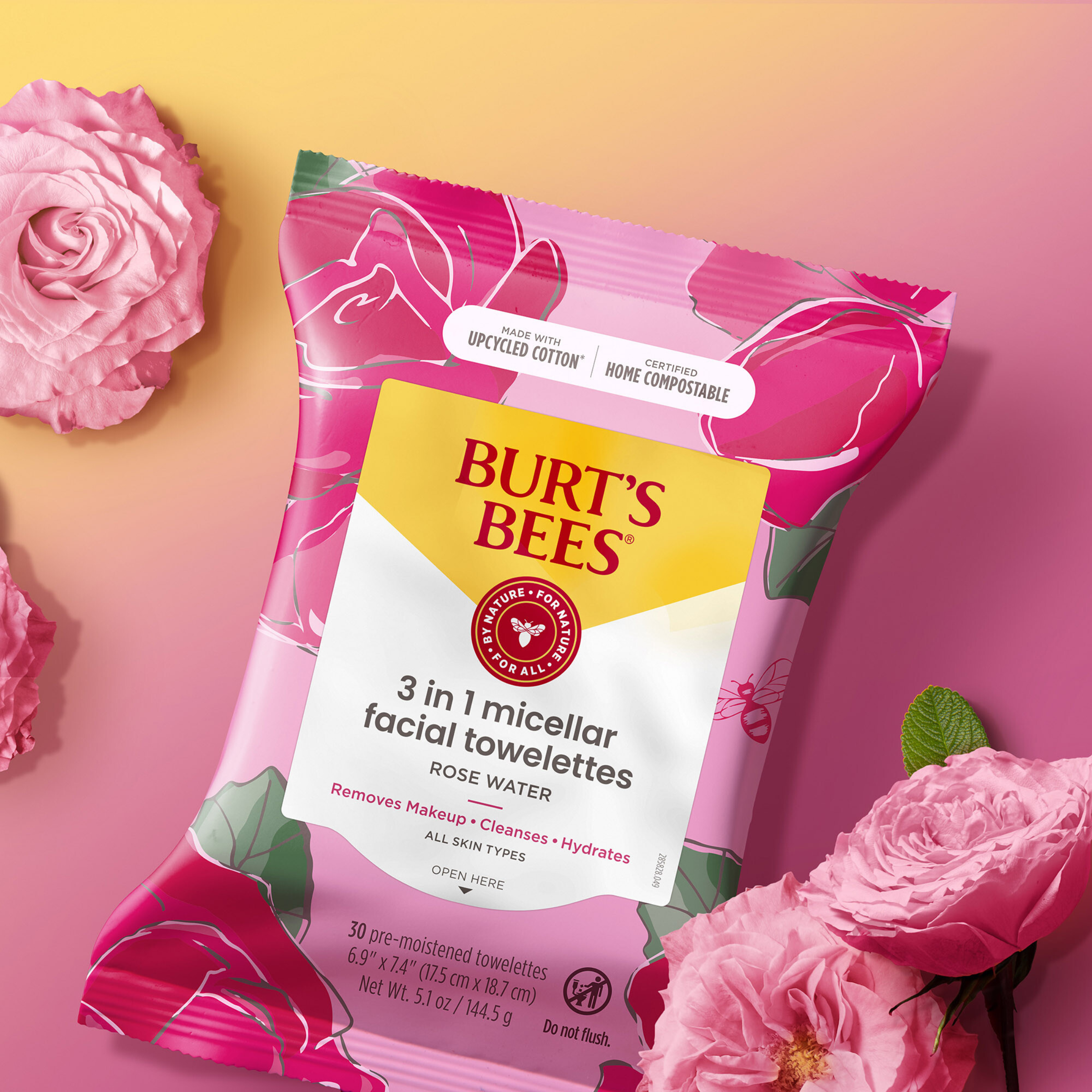 Burt's Bees Micellar Facial Cleansing Towelettes with Rose Water