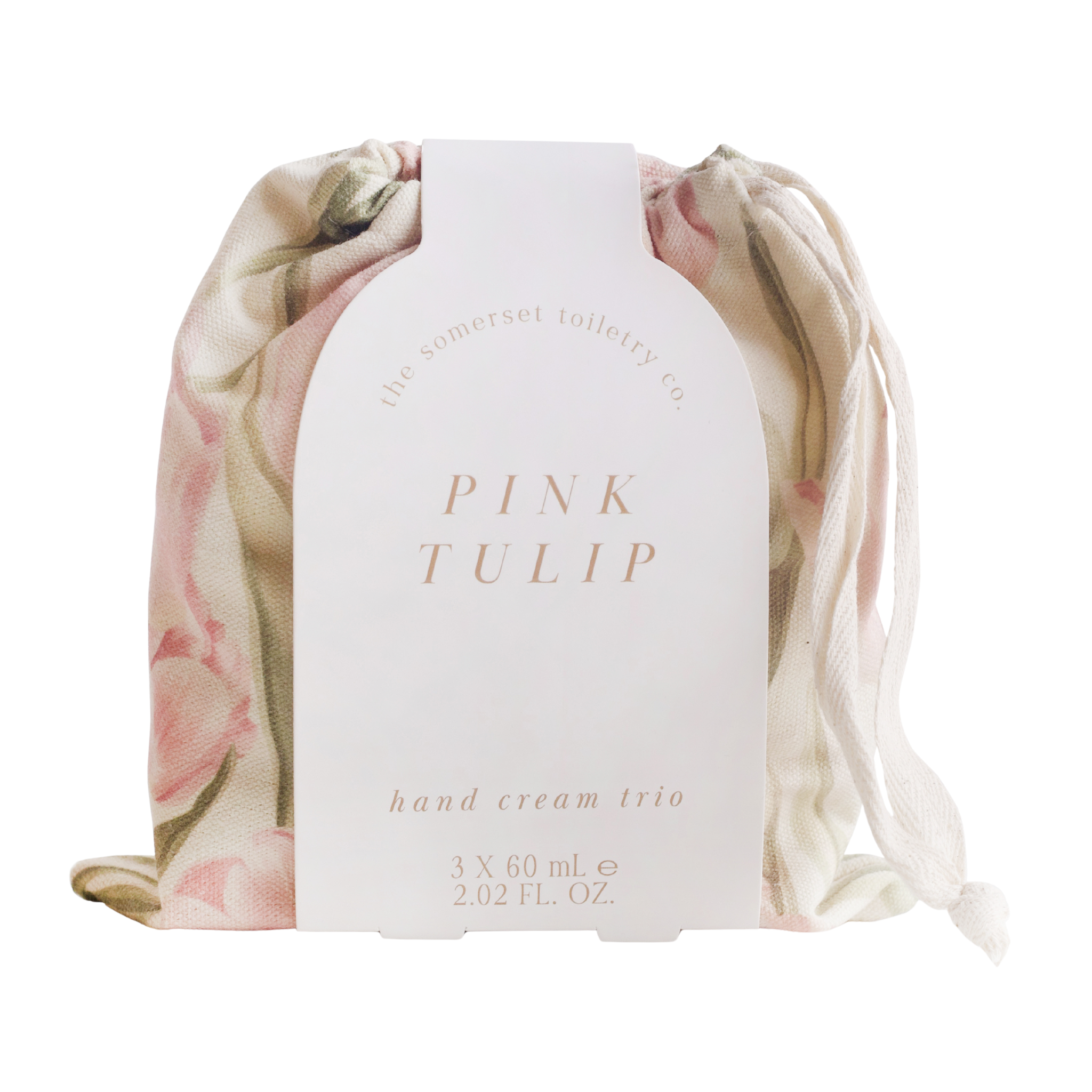 The Somerset Toiletry Co Hand Cream Trio Pink Tulip (in drawstring bag) 3 x 60ml