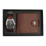 Men's Republic Watch set with Leather Wallet - Brown