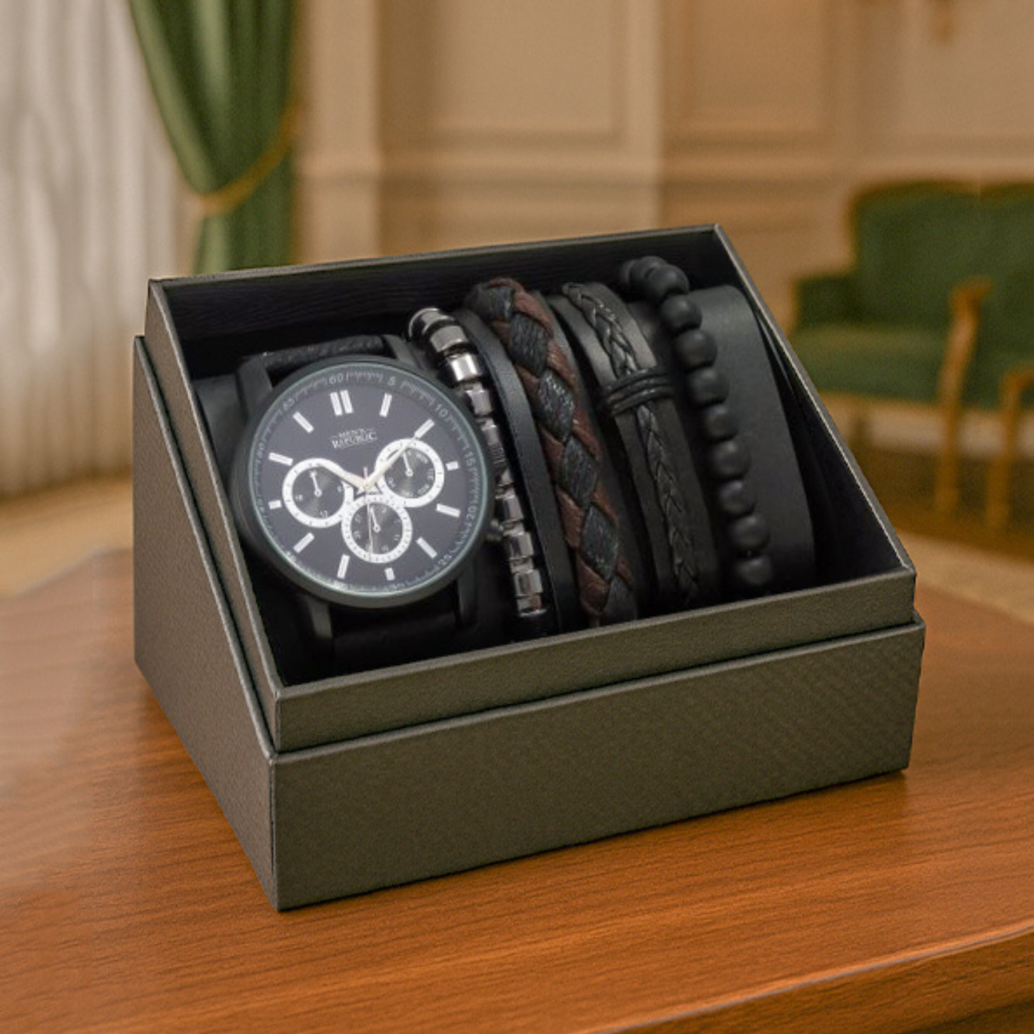 Men's Republic Watch set with 4 Bracelets