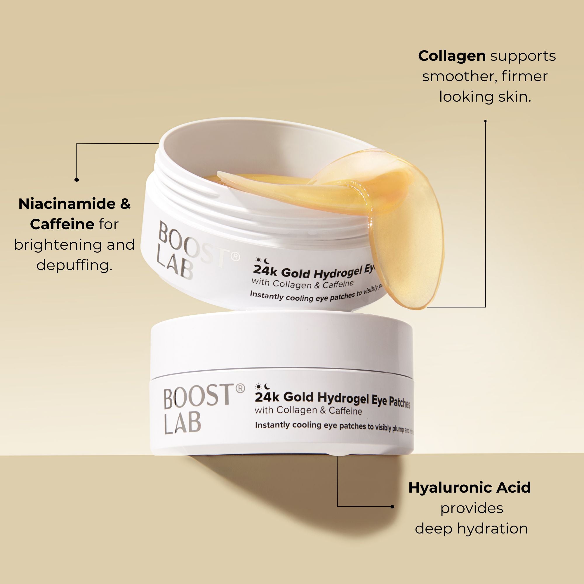 BOOST LAB 24k Gold Hydrogel Eye Patches, 30 Pairs