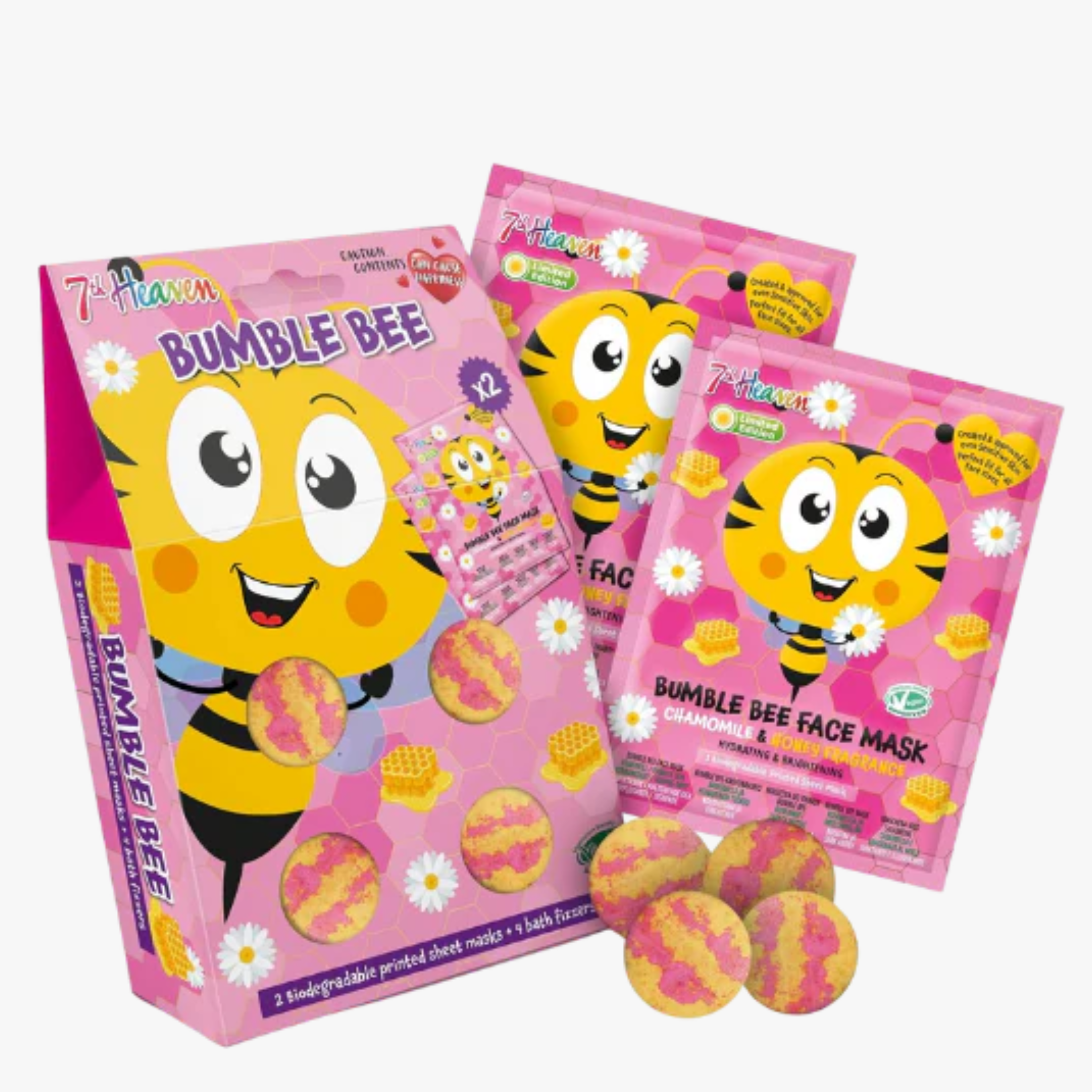 7th Heaven Bumble Bee Bath Bomb & Face Mask Gift Set