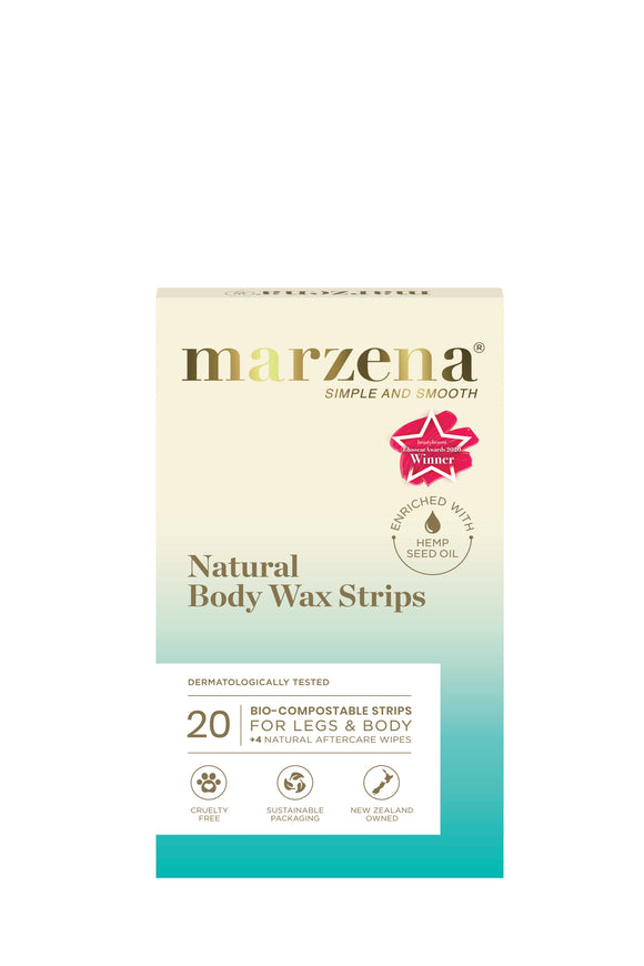 Marzena Natural Body Wax Strips with Hemp Oil (20 strips)